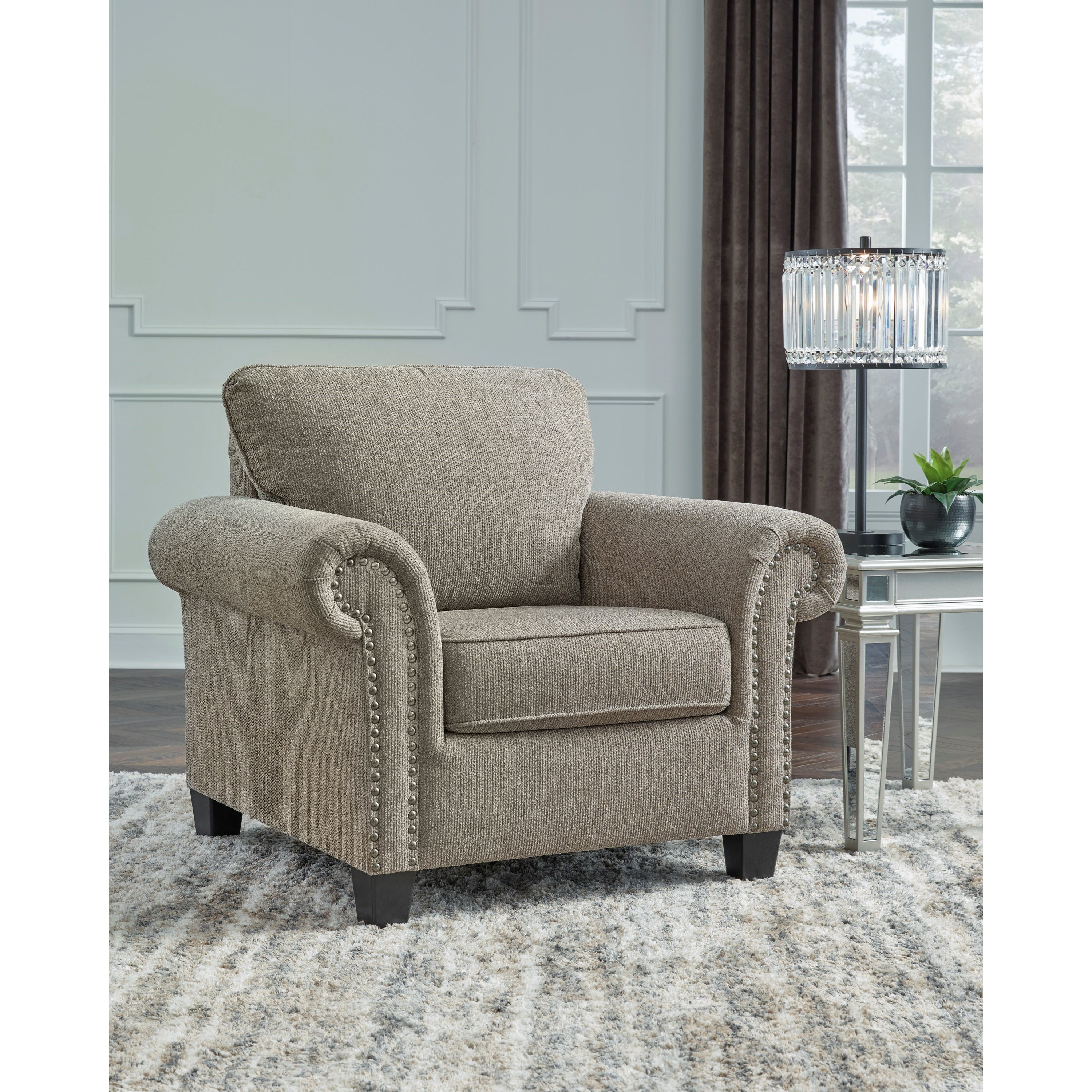 Ashley emelen chenille oversized accent 2025 chair with ottoman in alloy